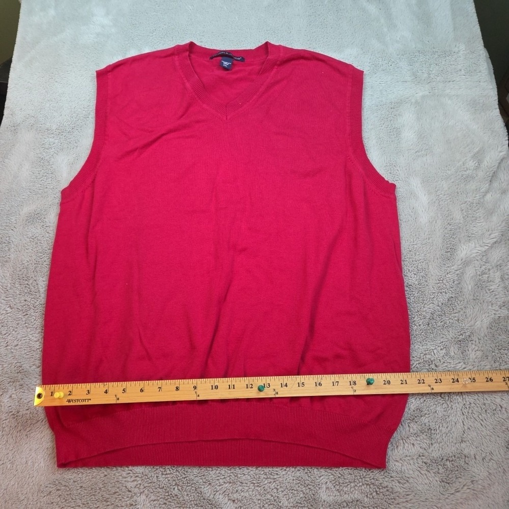Devon & Jones Sweater Vest Mens 2XL V-Neck Sleeveless Knit Cotton Solid Red